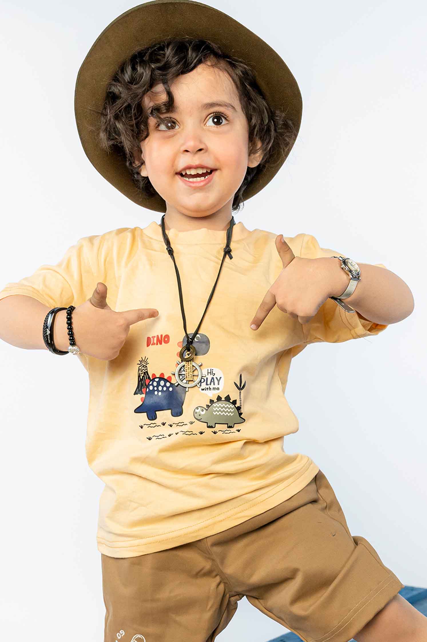 KID'S T-SHIRT CREAM WITH"DINO" PRINT