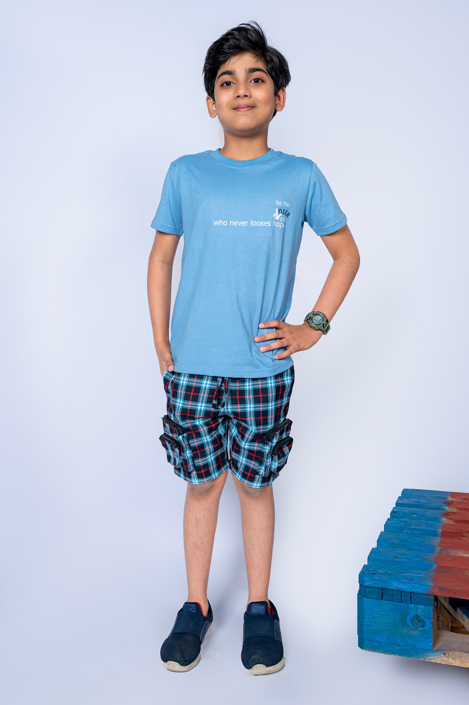 BOY'S TWILL SHORT CHECK