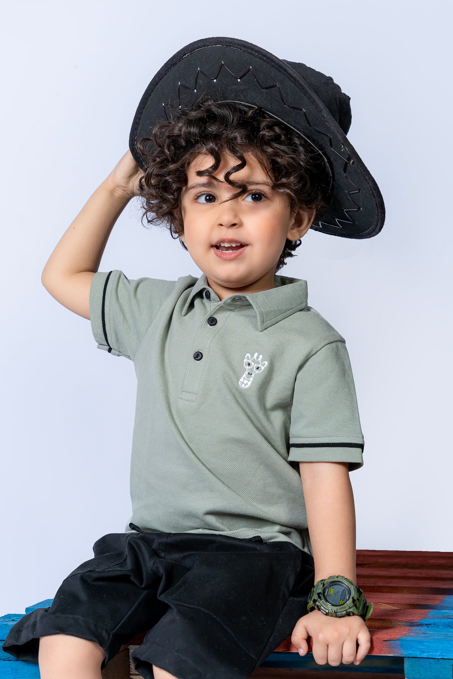 KID'S POLO GRAY FRONT EMBROIDERY