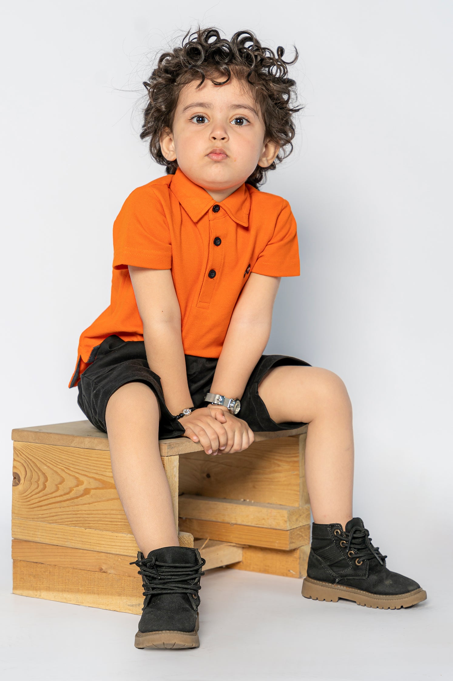 KID'S POLO ORANGE WITH EMBROIDERY