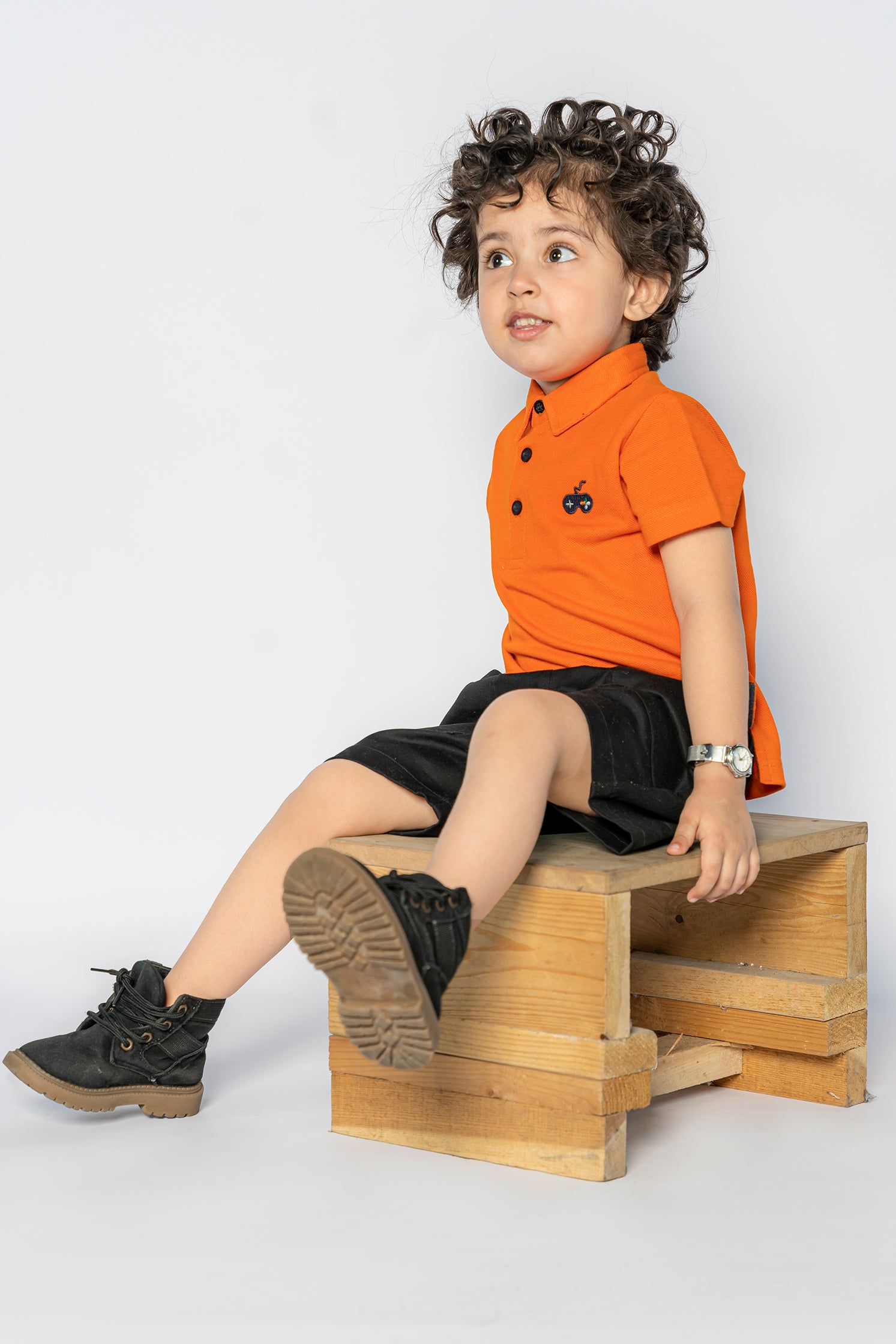 KID'S POLO ORANGE WITH EMBROIDERY