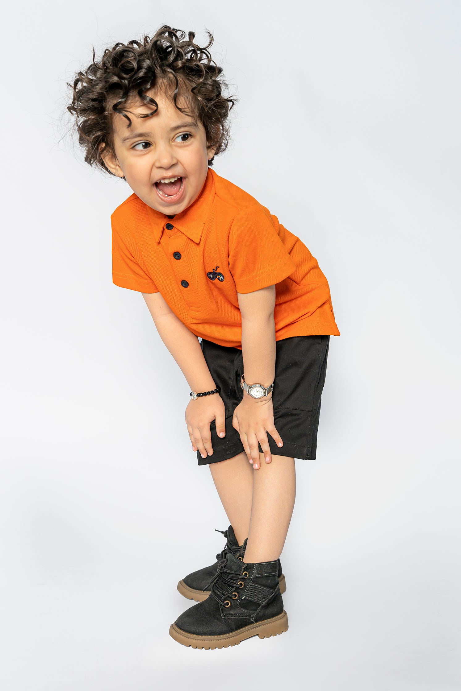 KID'S POLO ORANGE WITH EMBROIDERY