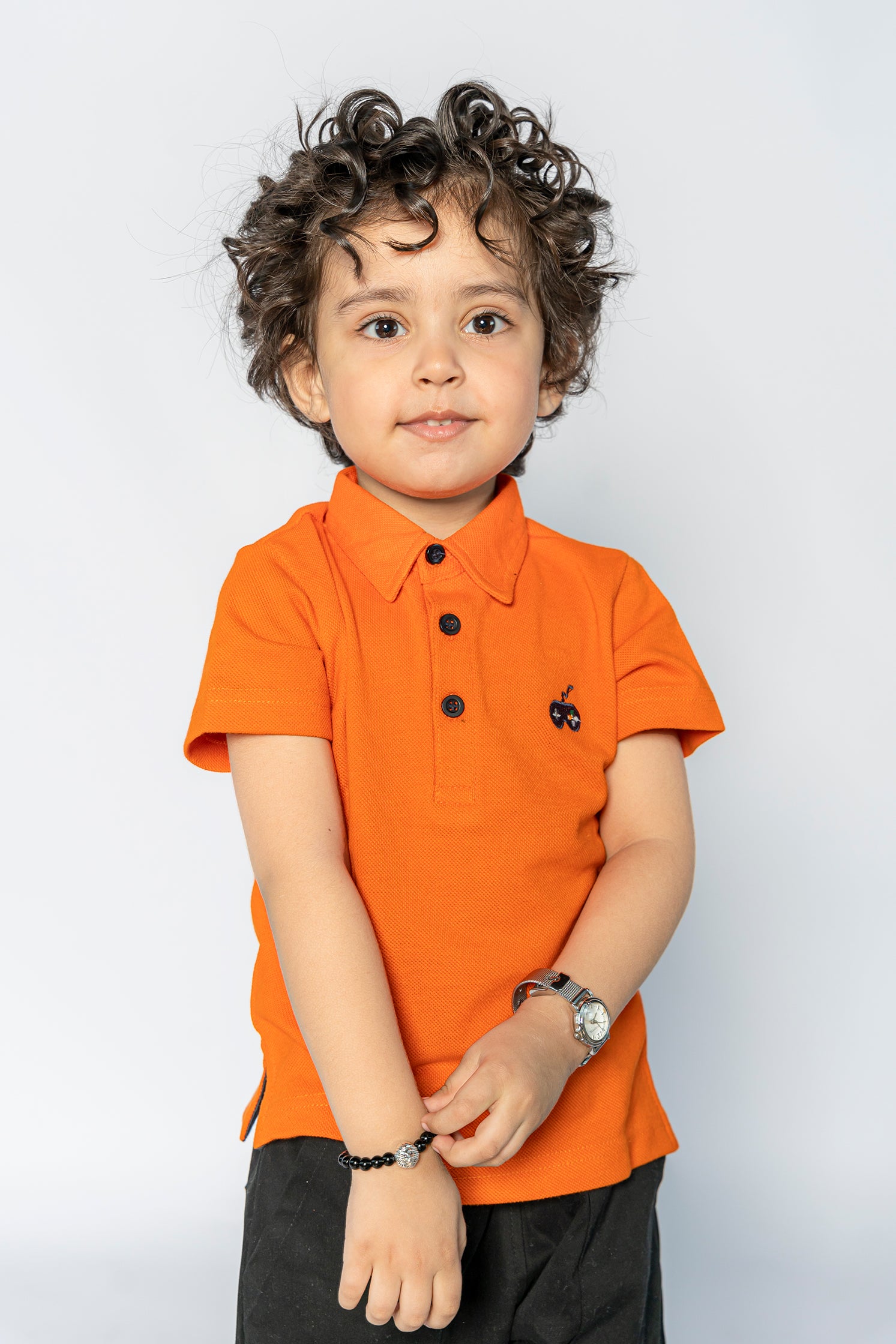 KID'S POLO ORANGE WITH EMBROIDERY