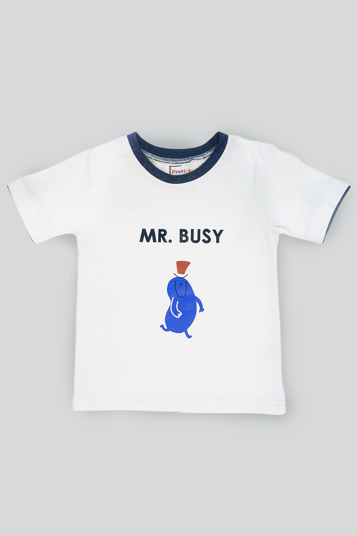 KID'S T-SHIRT WHITE WITH "MR. BUSY" PRINTING