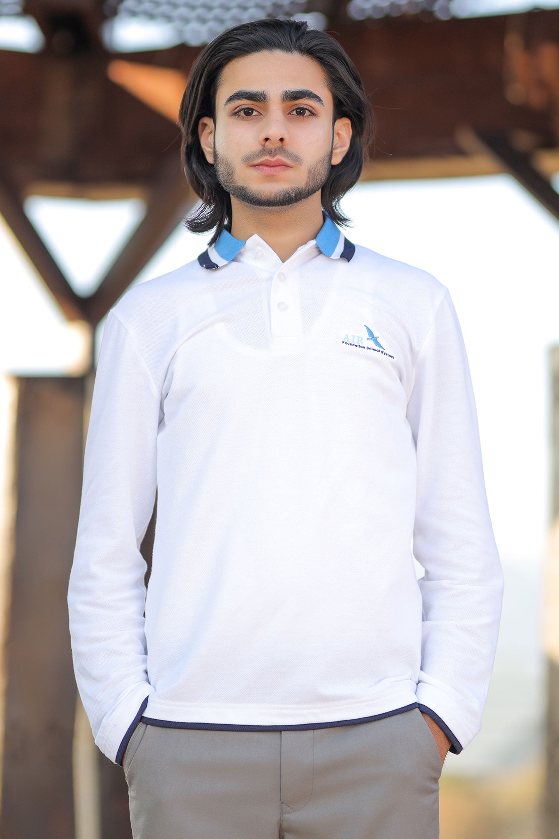 POLO SHIRT WHITE F.S FOR BOYS AIR FOUNDATION