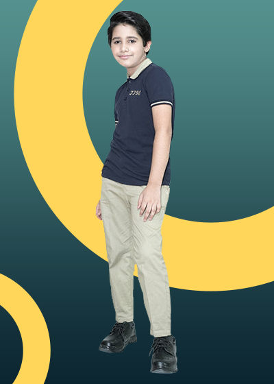 IISC H/S POLO SHIRT NAVY WITH LOGO FOR BOYS