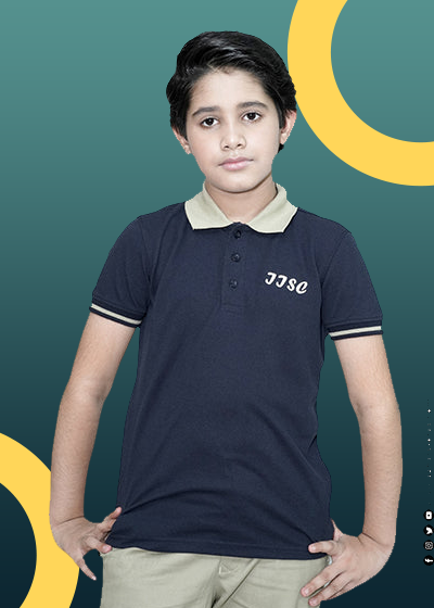 IISC H/S POLO SHIRT NAVY WITH LOGO FOR BOYS