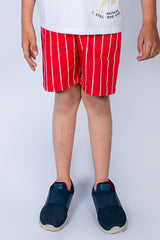 KIDS TWILL SHORTS RED WITH WHITE LINE