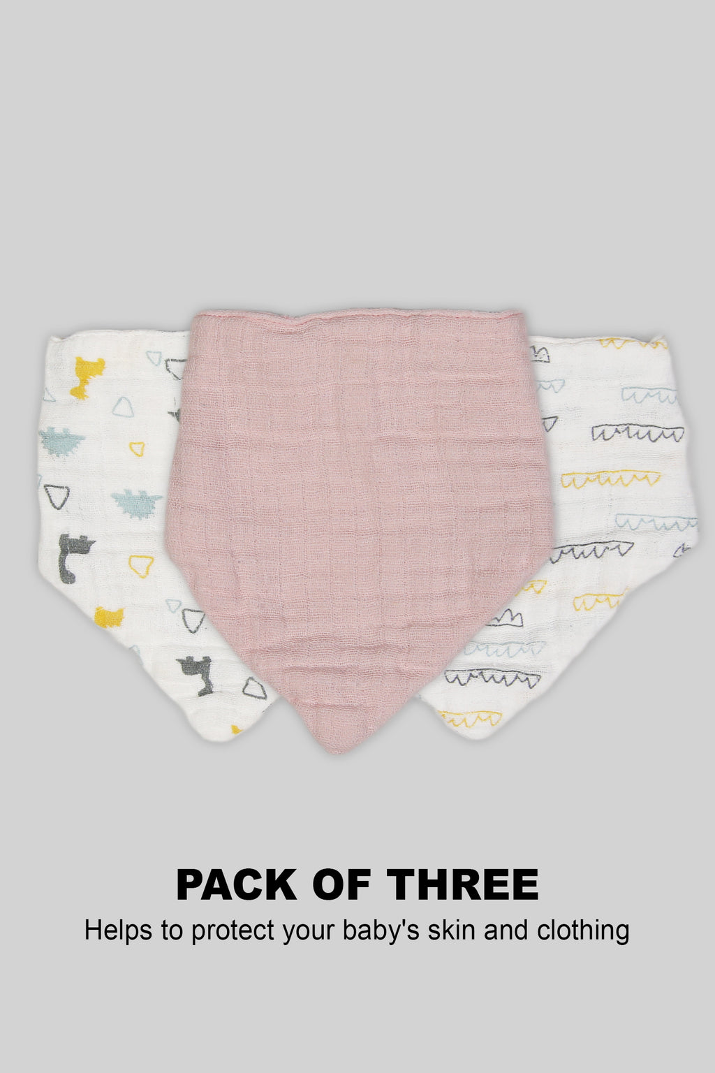 SOFT ABSORBENT BABY MUSLIN BIBS PACK OF 3