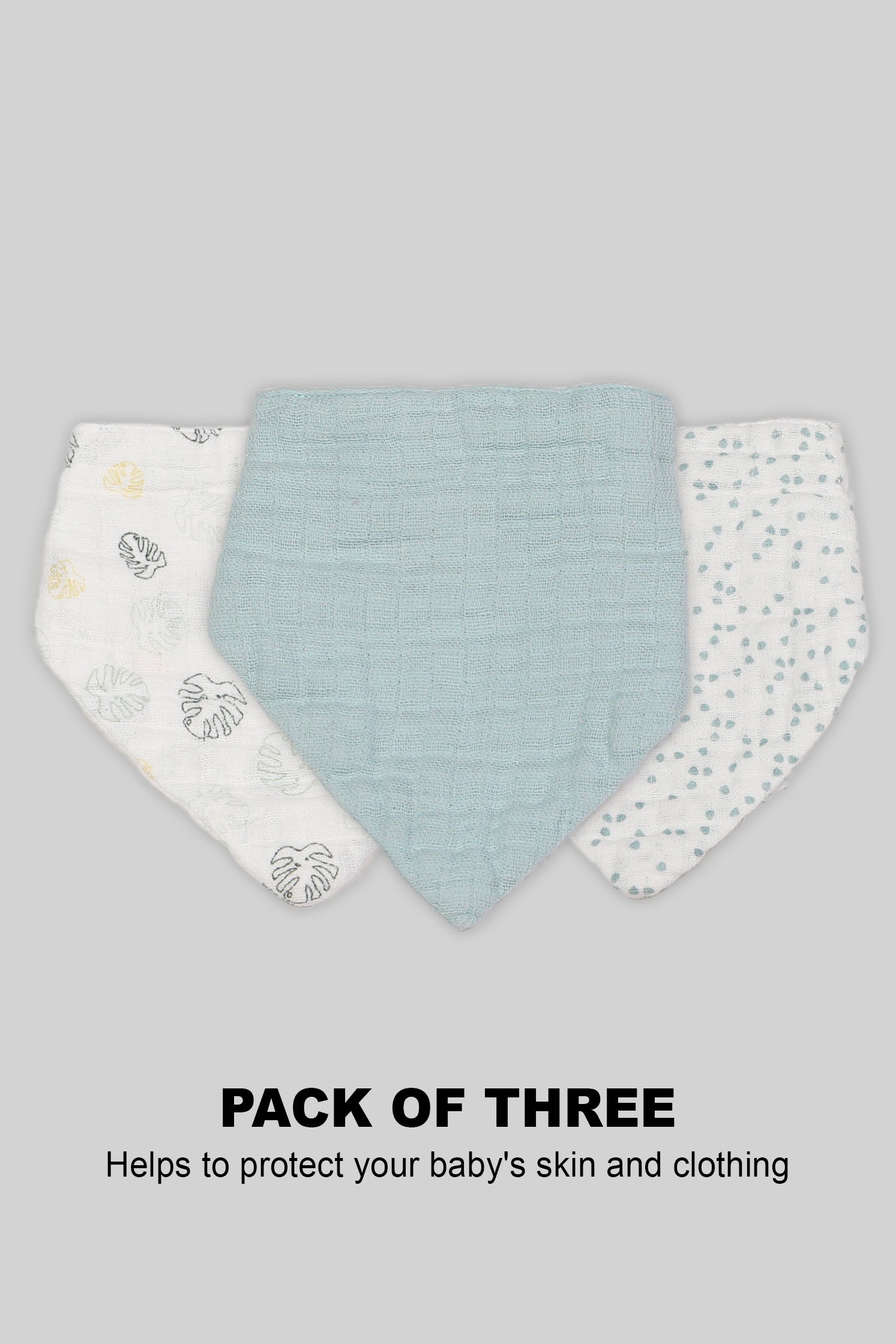 SOFT ABSORBENT BABY MUSLIN BIBS PACK OF 3