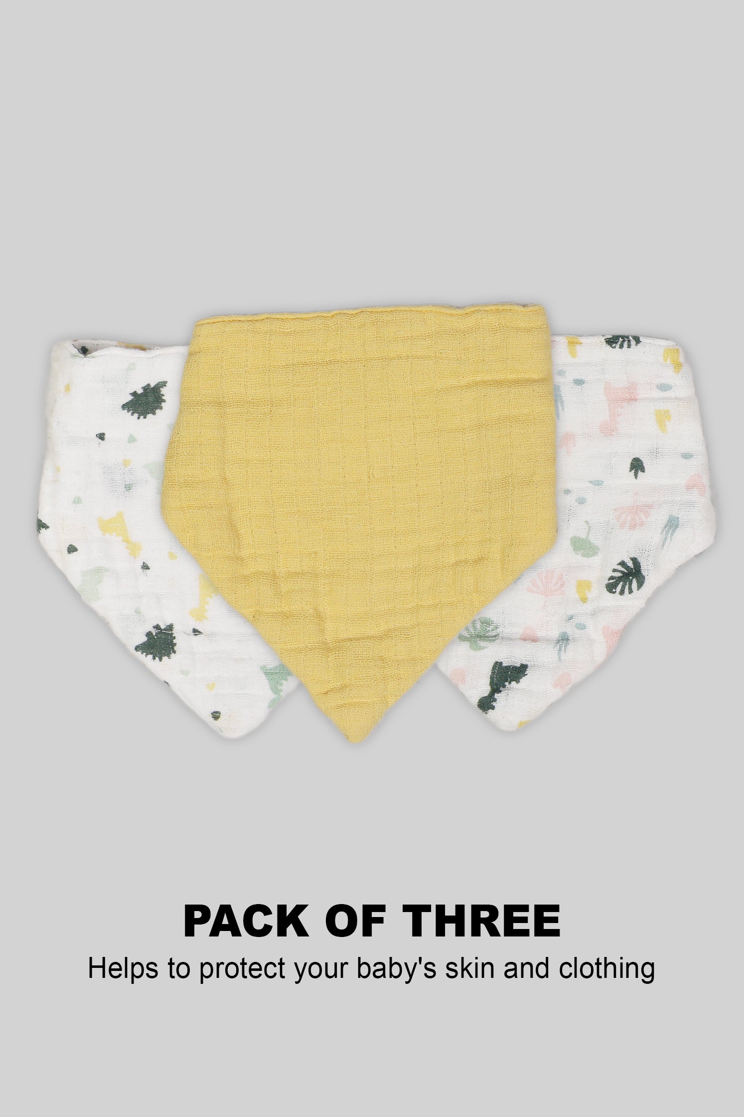 SOFT ABSORBENT BABY MUSLIN BIBS PACK OF 3