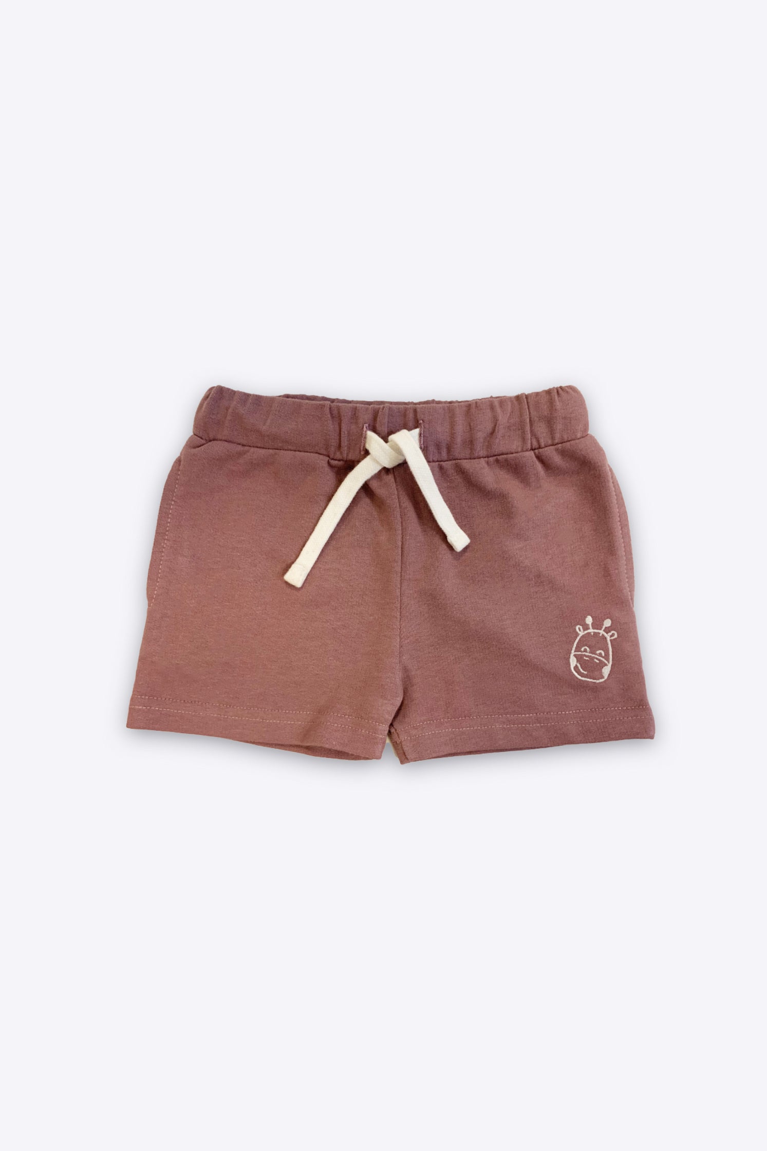 UNISEX BABY SHORT T-PINK FRONT EMBROIDERY