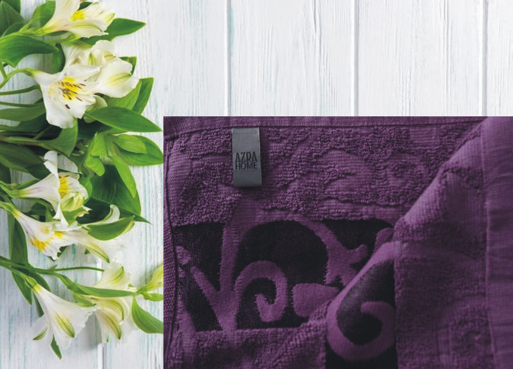 LUXURY 100% COTTON PROFESSIONAL PURPLE JACQUARD TOWEL