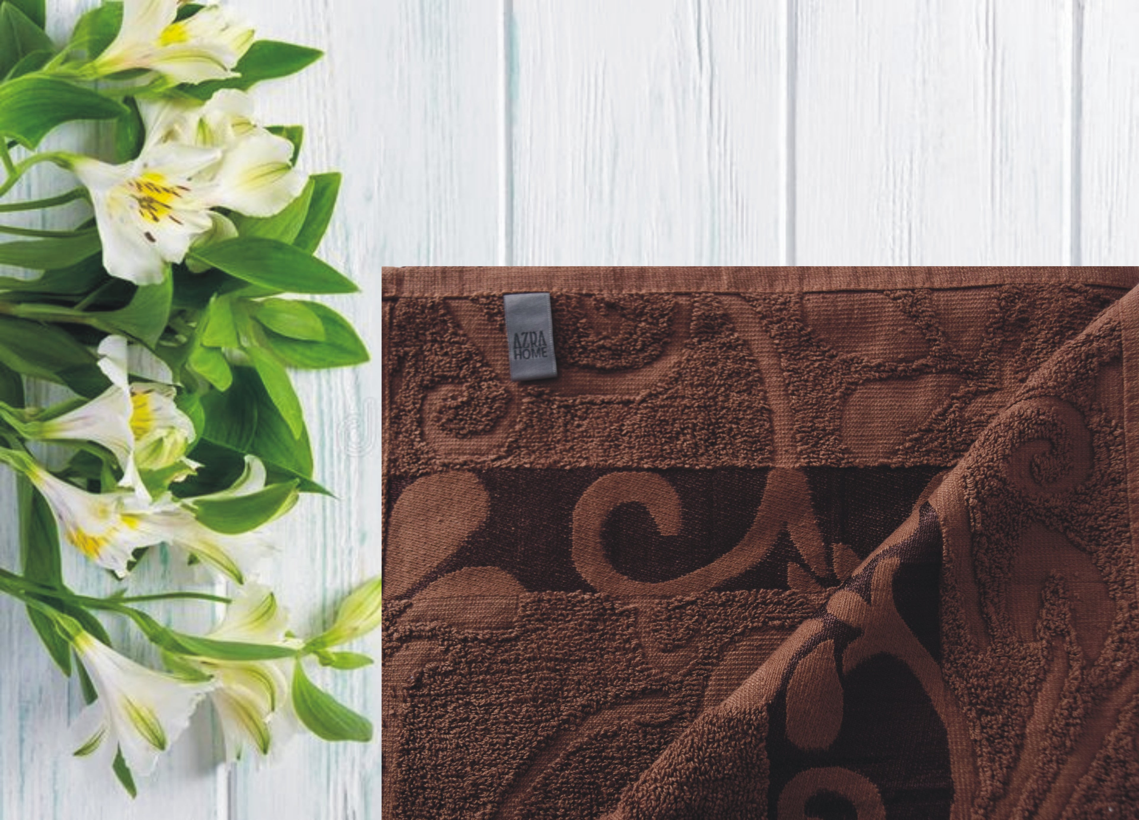 LUXURY 100% COTTON PROFESSIONAL BROWN JACQUARD TOWEL