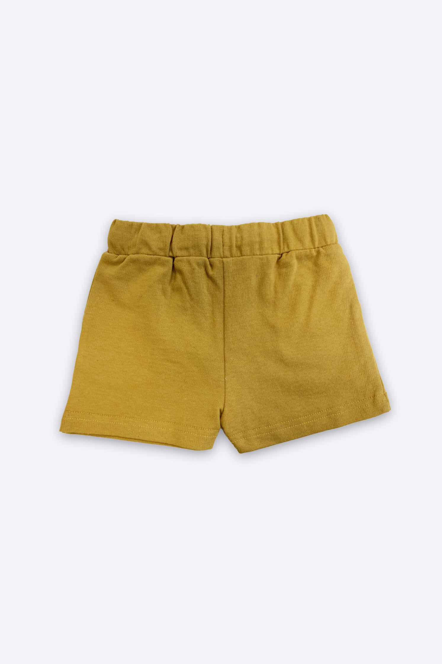 UNISEX BABY SHORT MUSTARD FRONT EMBROIDERY
