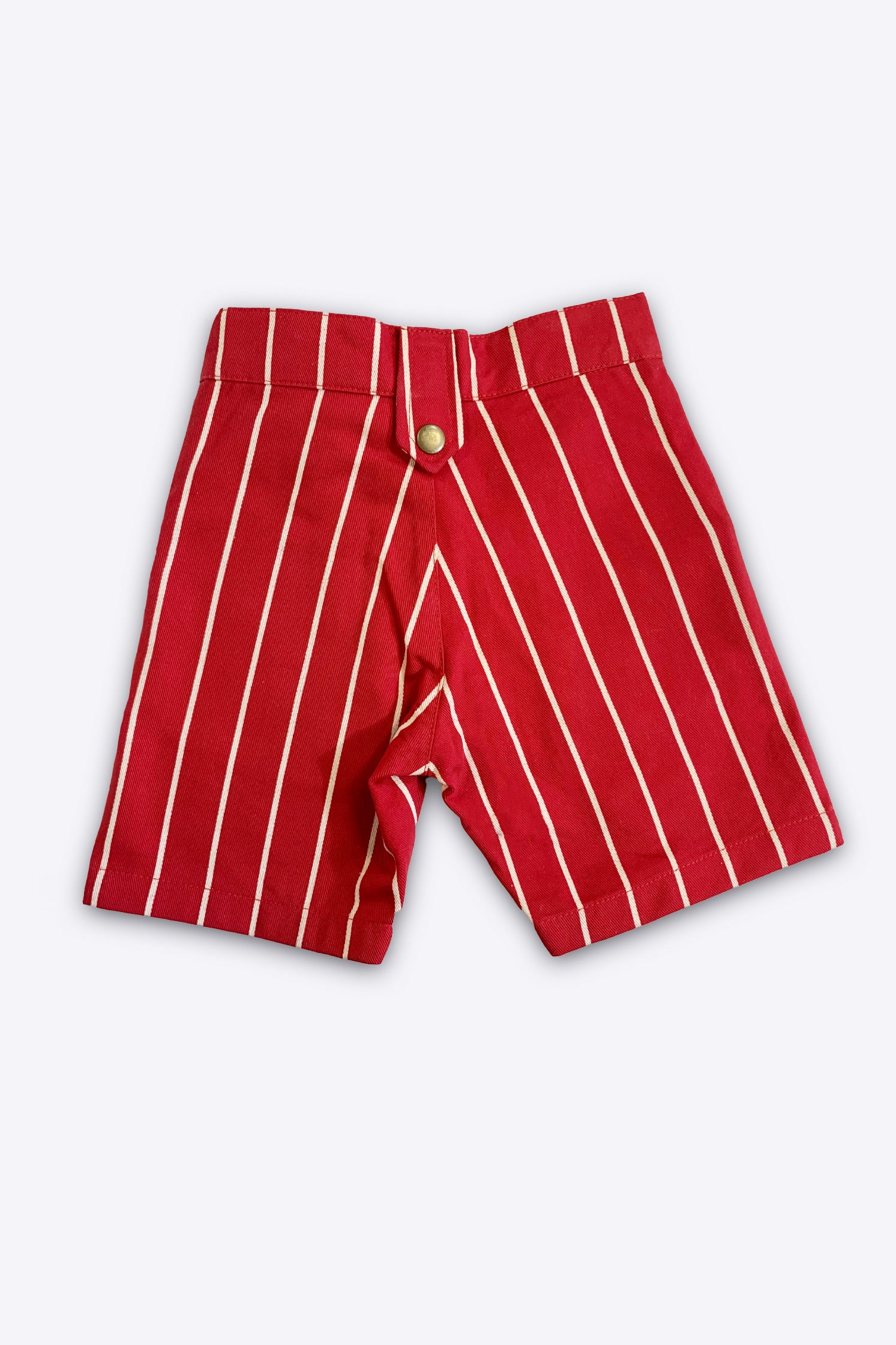 KID'S TWILL SHORTS RED WITH WHITE LINES