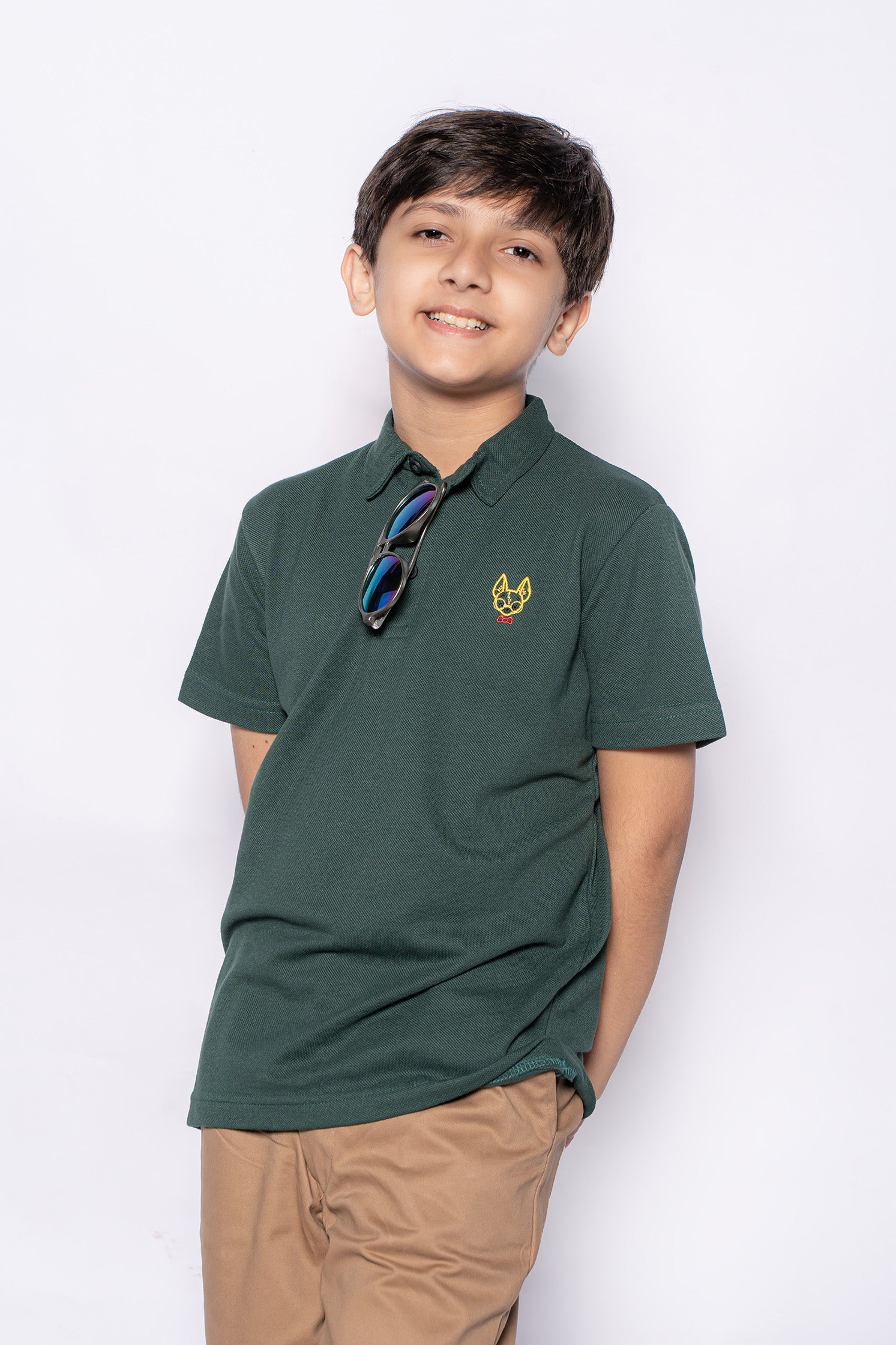 BOY'S BOTTLE GREEN POLO SHIRT