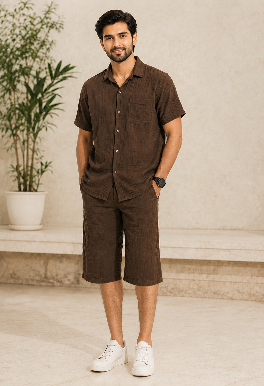 PREMIUM COTTON BROWN MUSLIN CO-ORD SET
