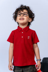 KIDS POLO MAROON FRONT EMBROIDED