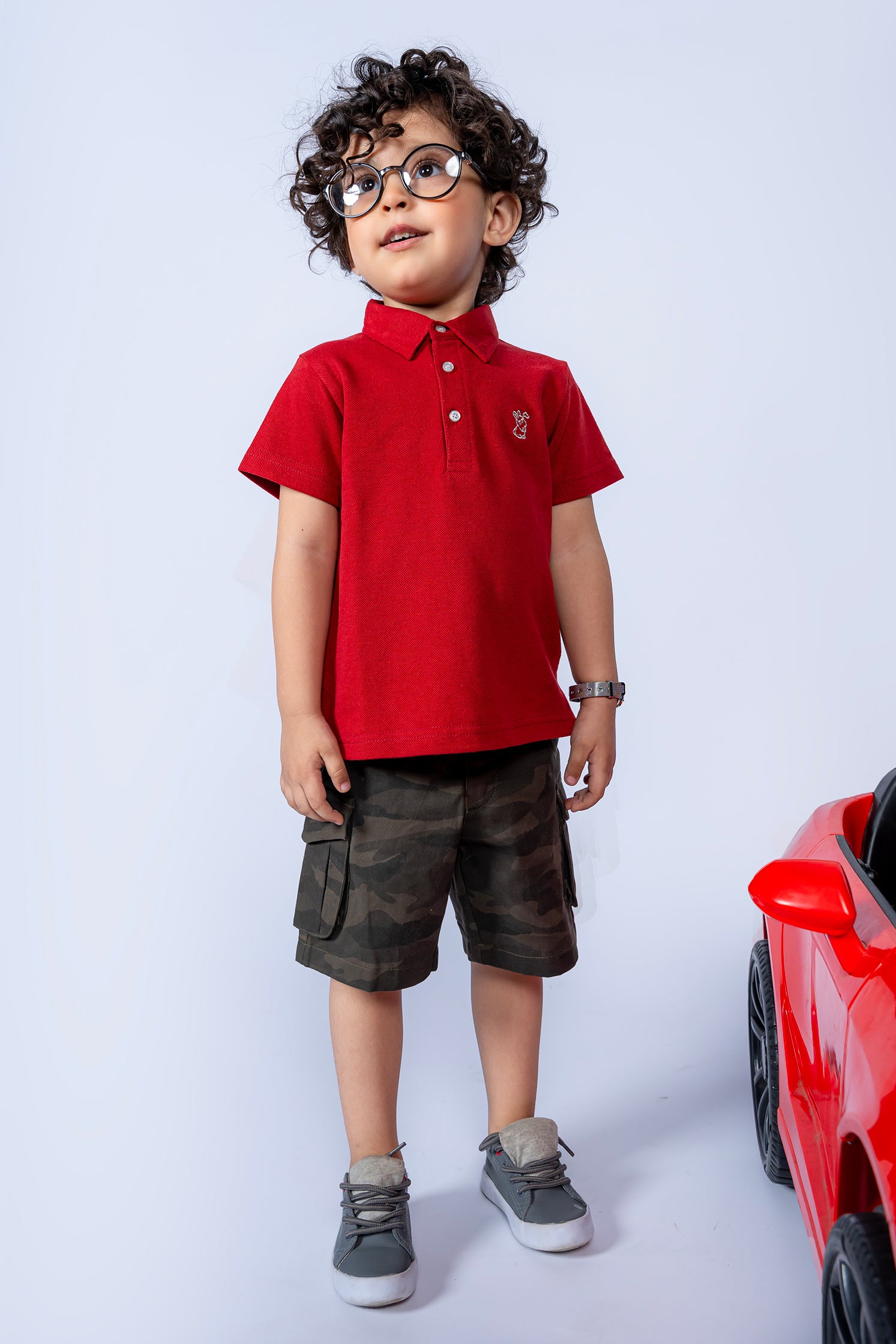 KID'S POLO MAROON FRONT EMBROIDERY