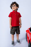 KIDS POLO MAROON FRONT EMBROIDED