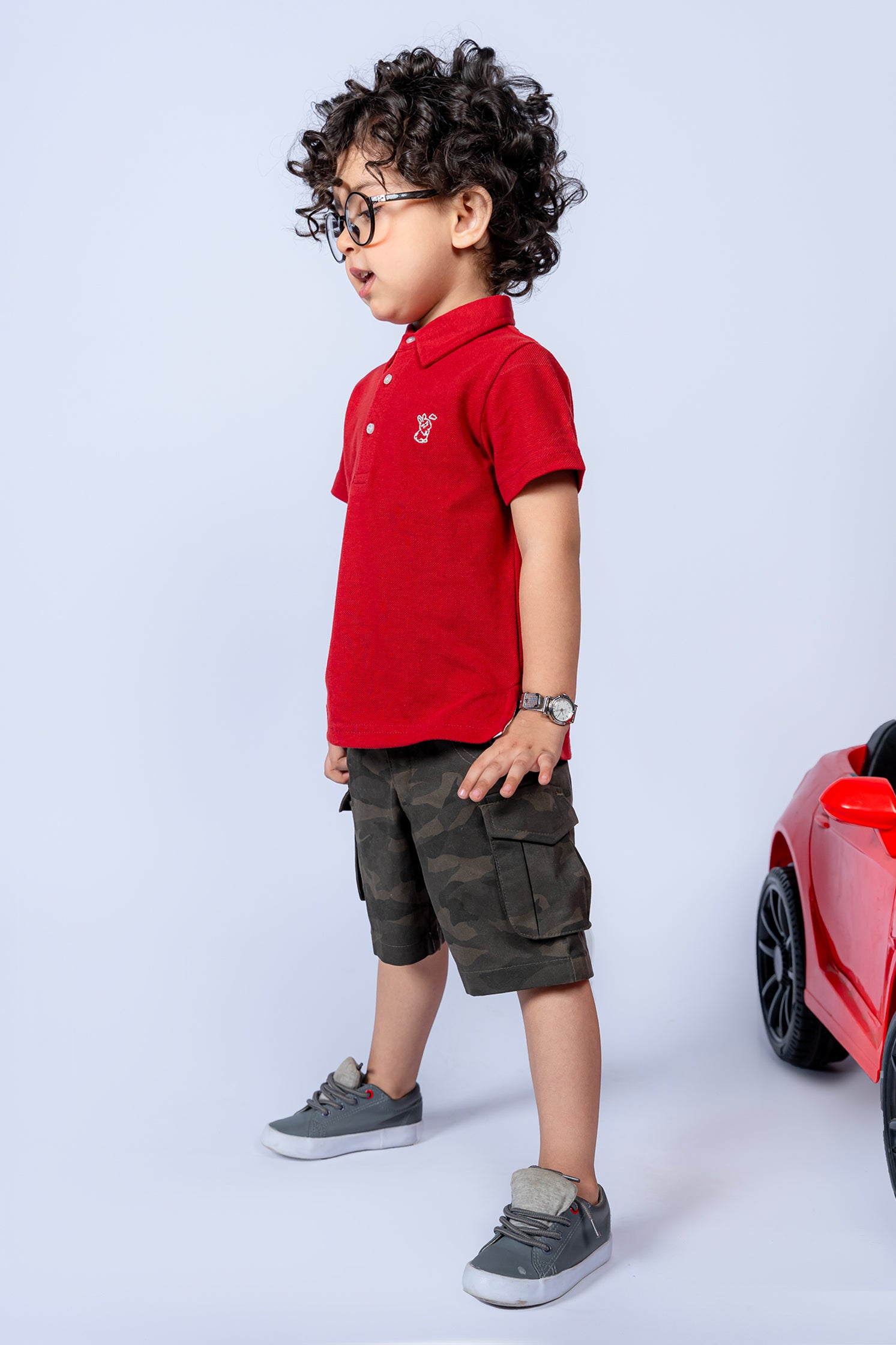 KID'S POLO MAROON FRONT EMBROIDERY