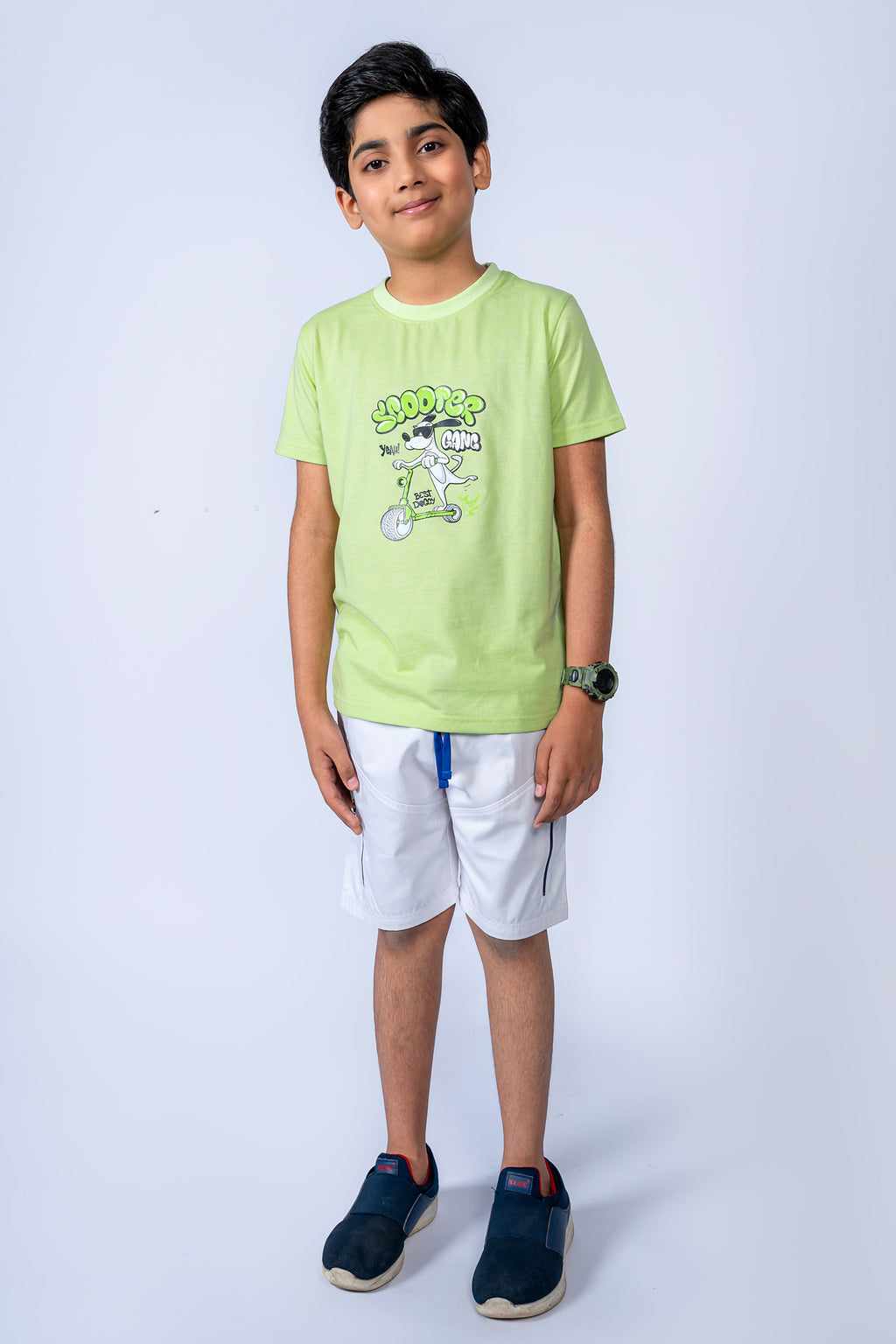 BOY'S T-SHIRT LIME GREEN WIHT "SCOOTER" PRINTING
