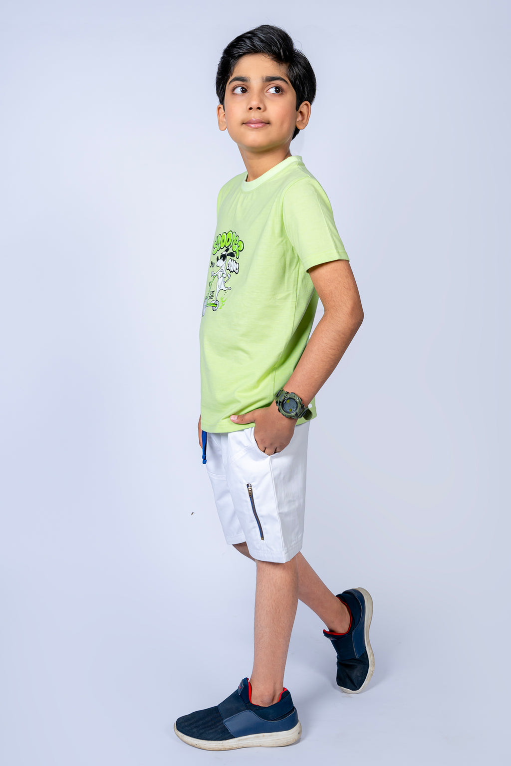 BOY'S T-SHIRT LIME GREEN WIHT "SCOOTER" PRINTING