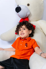 KIDS POLO ORANGE SPIDER EMBROIDED