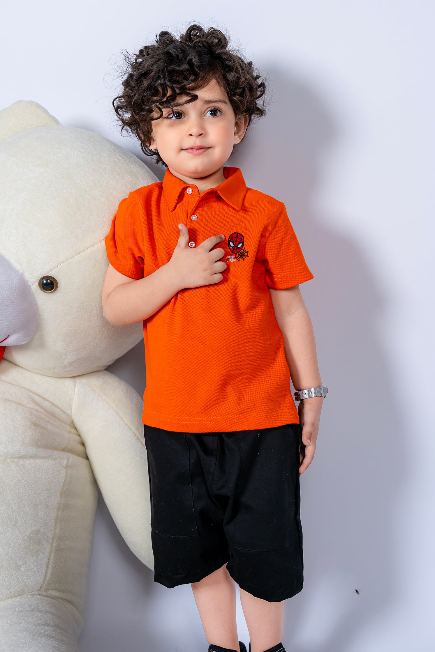 KID'S POLO ORANGE SPIDER EMBROIDERY