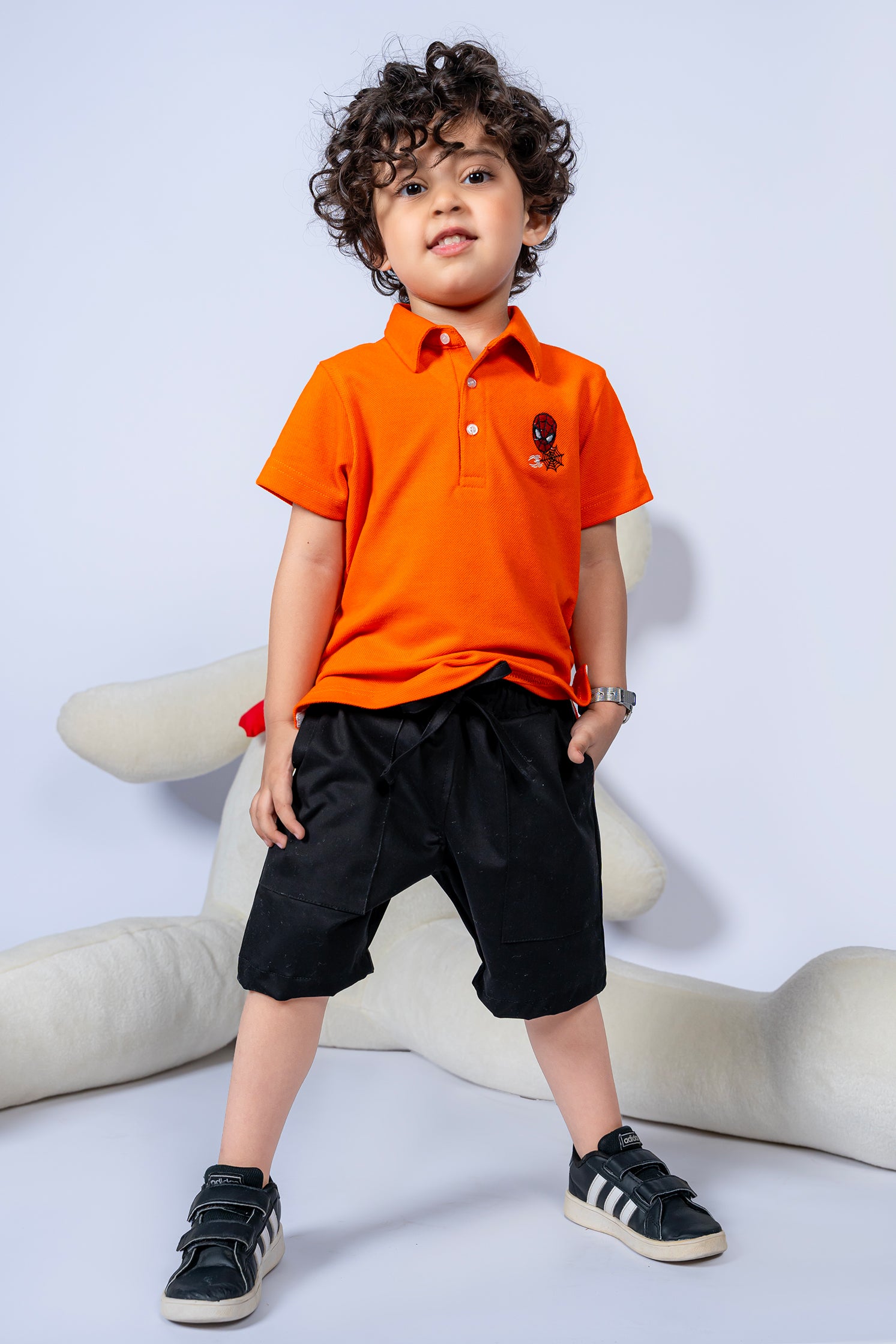 KID'S POLO ORANGE SPIDER EMBROIDERY