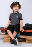 KIDS POLO BLACKISH GREY FRONT EMBROIDED