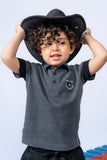 KIDS POLO BLACKISH GREY FRONT EMBROIDED