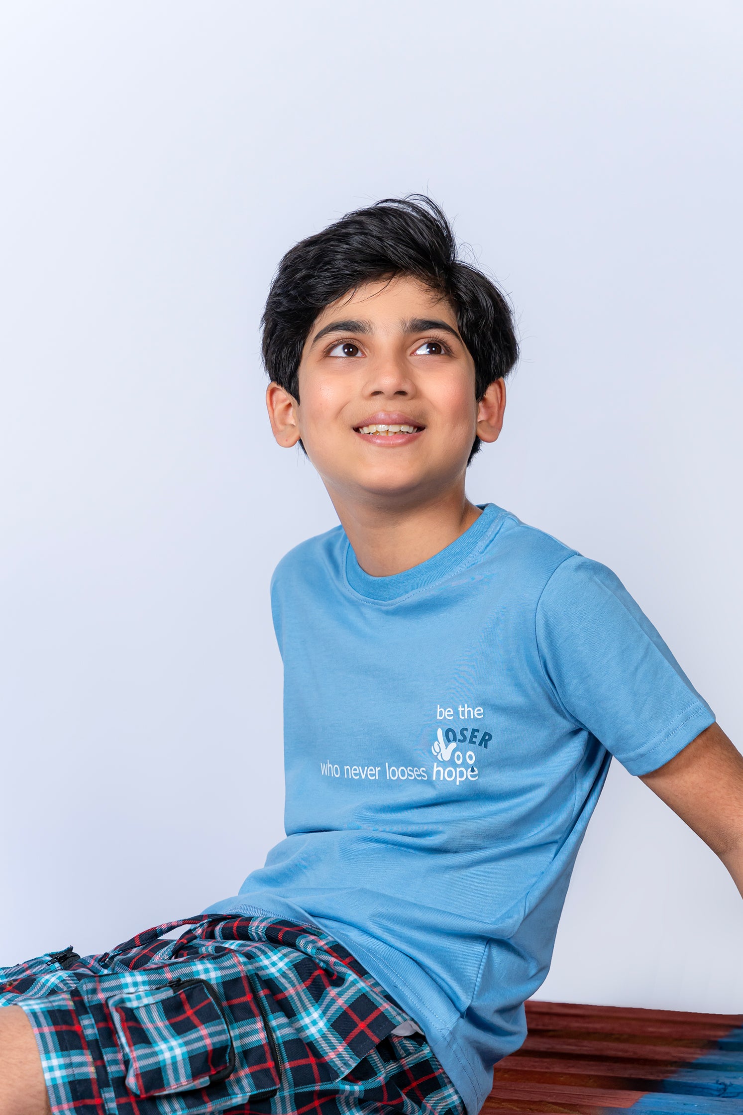 BOY'S T-SHIRT CEIL BLUE "WHO NEVER LOOSE HOPE" PRINTING