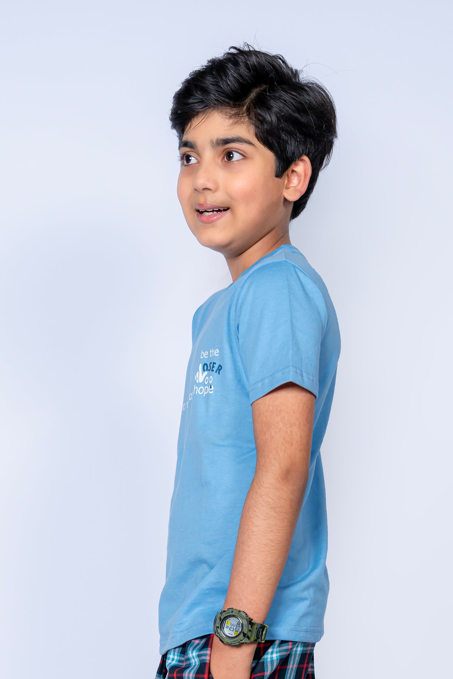 BOY'S T-SHIRT CEIL BLUE "WHO NEVER LOOSE HOPE" PRINTING