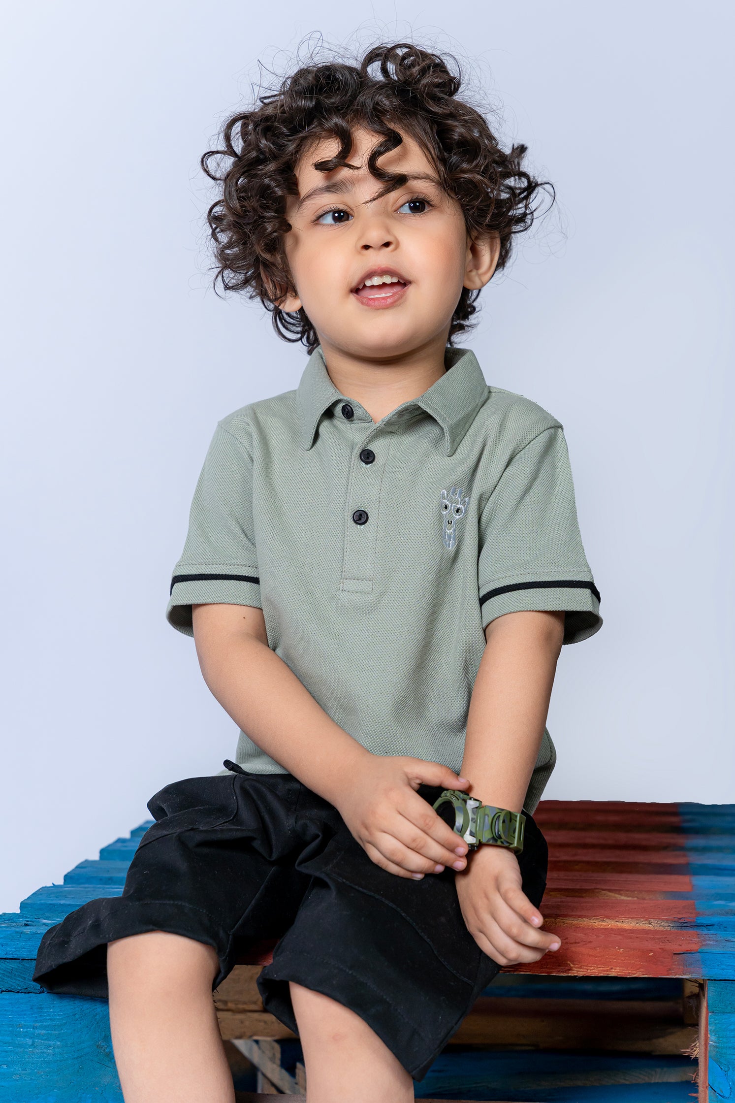 KID'S POLO GRAY FRONT EMBROIDERY