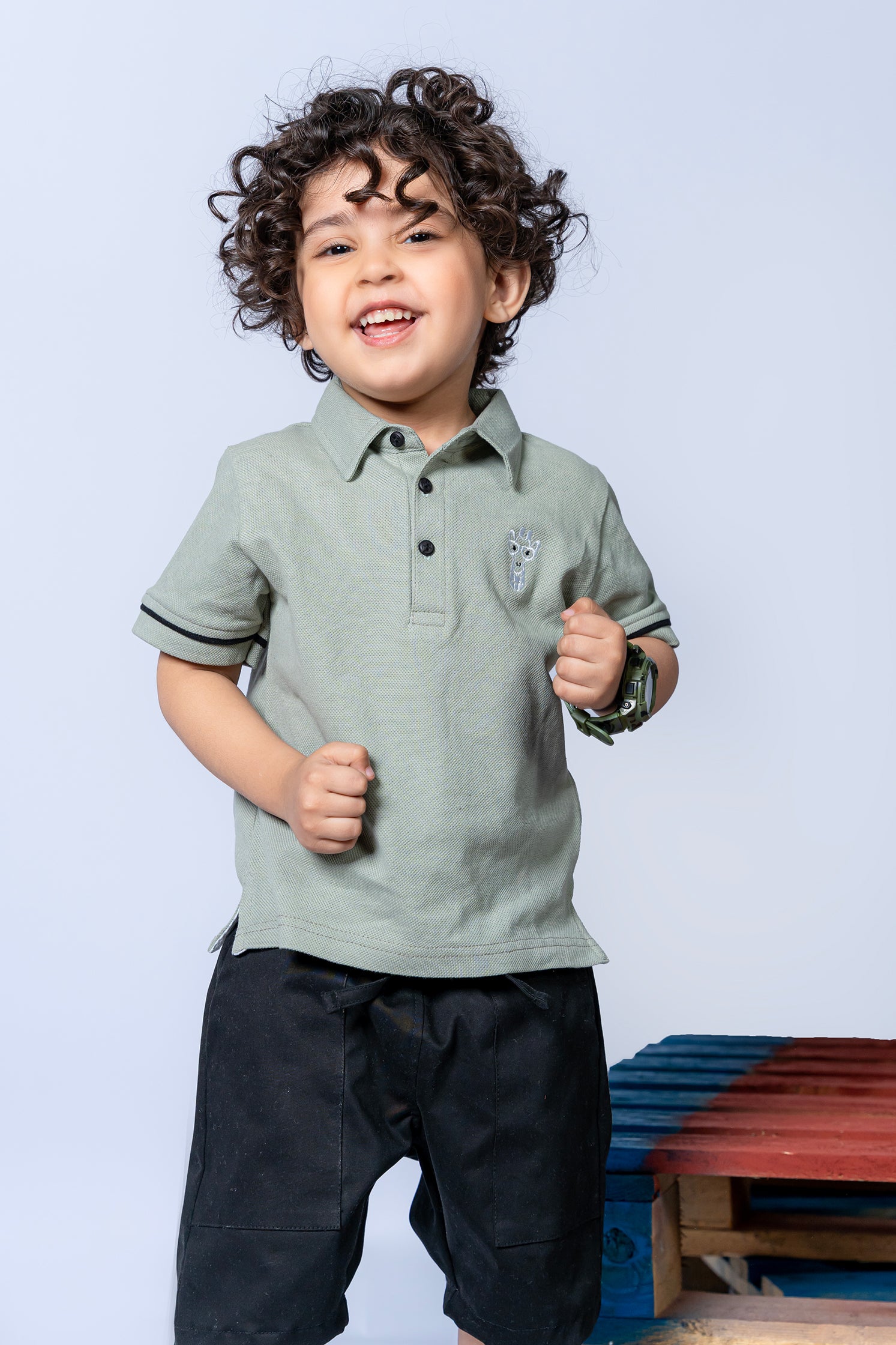 KID'S POLO GRAY FRONT EMBROIDERY