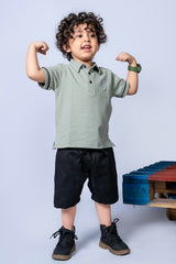 KIDS POLO  GREY FRONT EMBROIDED
