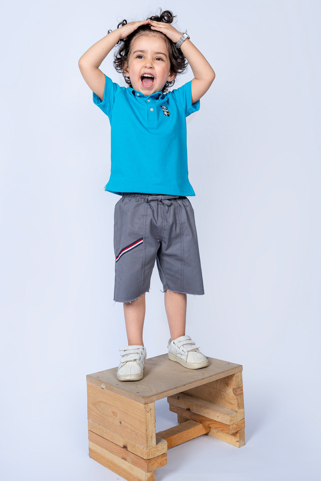 KID'S POLO BLUE WITH FRONT EMBROIDERY