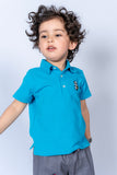 KIDS POLO BLUE WITH FRONT EMBROIDED