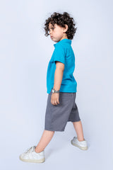 KIDS POLO BLUE WITH FRONT EMBROIDED