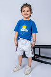 KIDS T SHIRT ROYAL BLUE WITH "HELLO" PRINTING