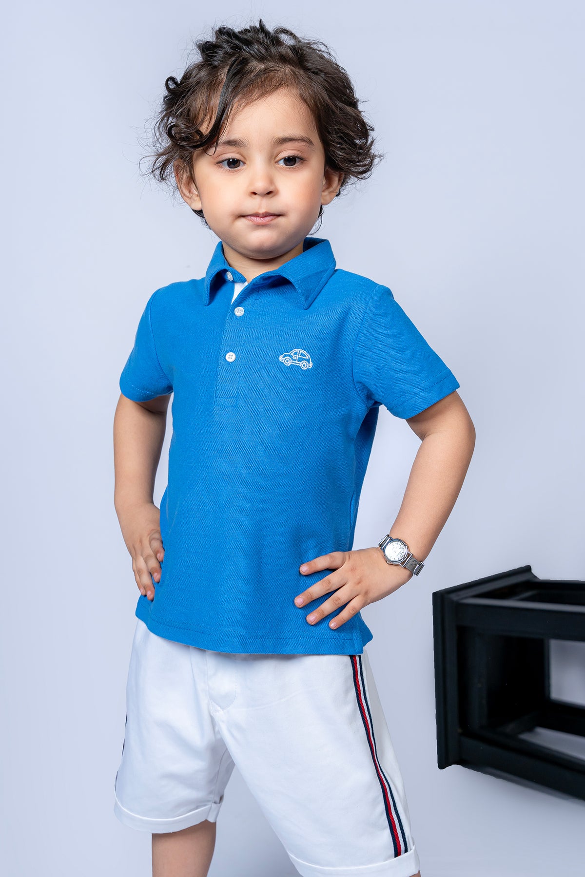 KIDS POLO SKY FRONT EMBROIDED