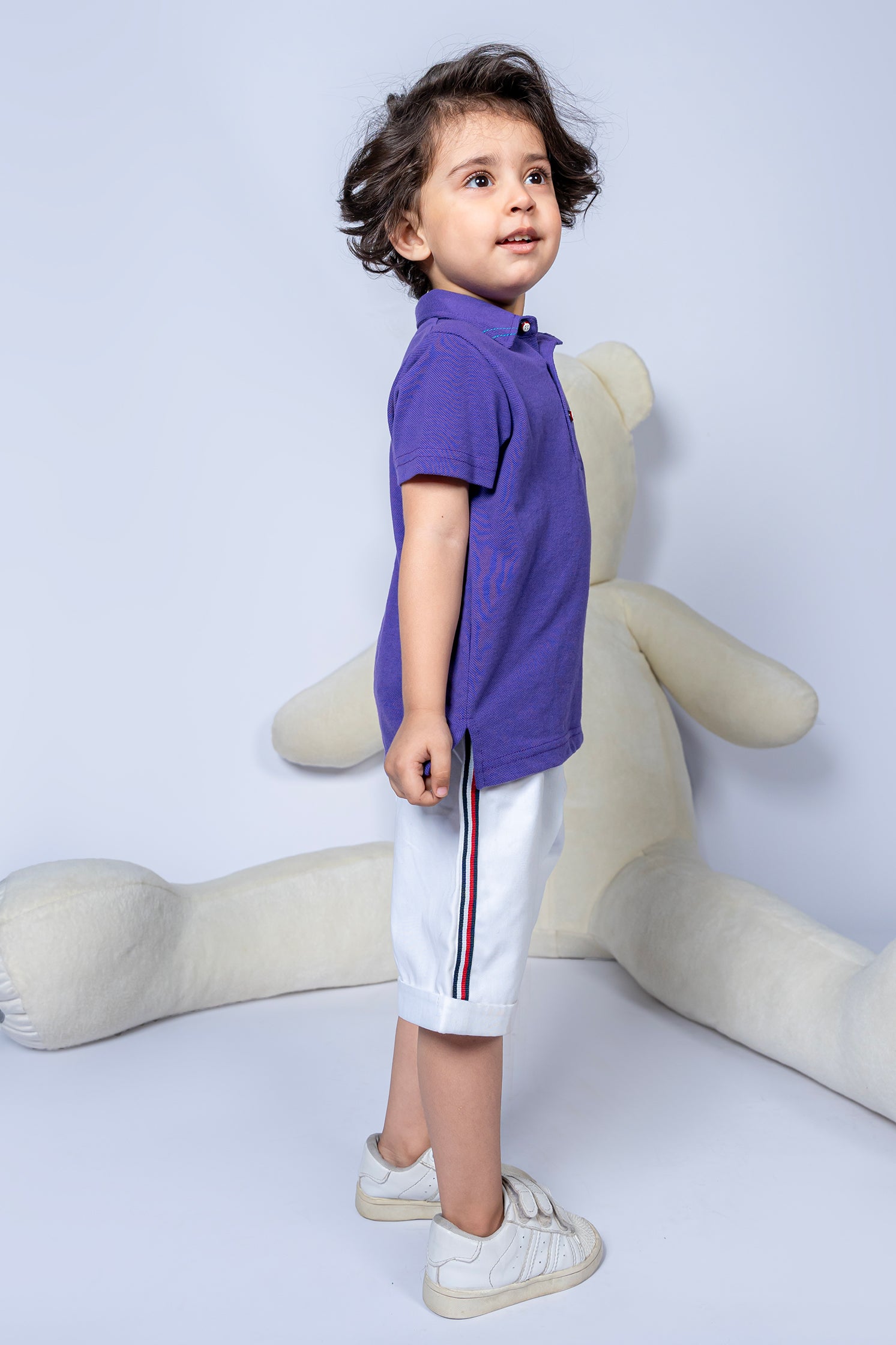 KID'S POLO PURPLE FRONT EMBROIDERY