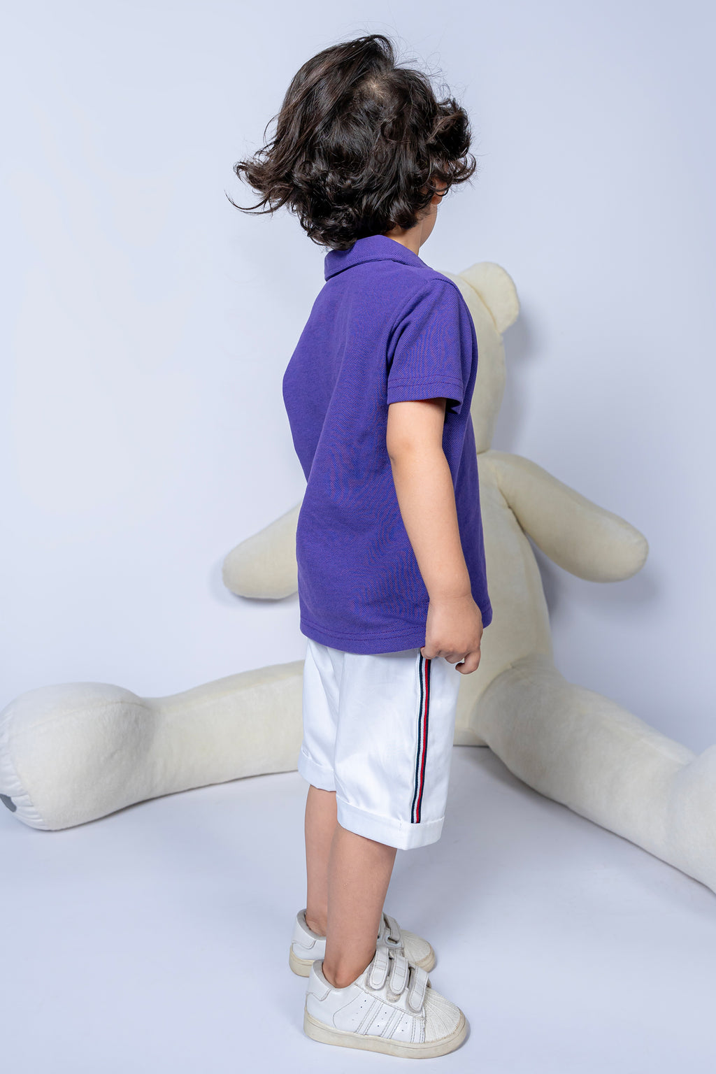 KID'S POLO PURPLE FRONT EMBROIDERY