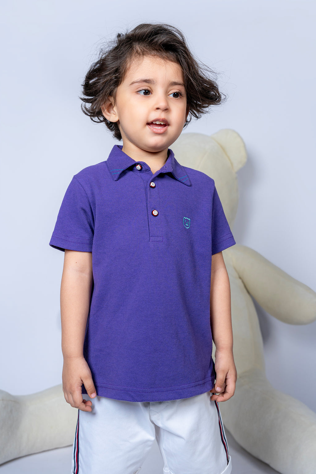 KID'S POLO PURPLE FRONT EMBROIDERY