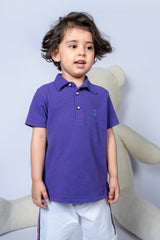 KIDS POLO PURPLE FRONT EMBROIDED