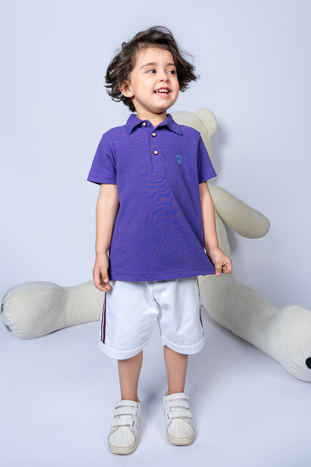 KID'S POLO PURPLE FRONT EMBROIDERY
