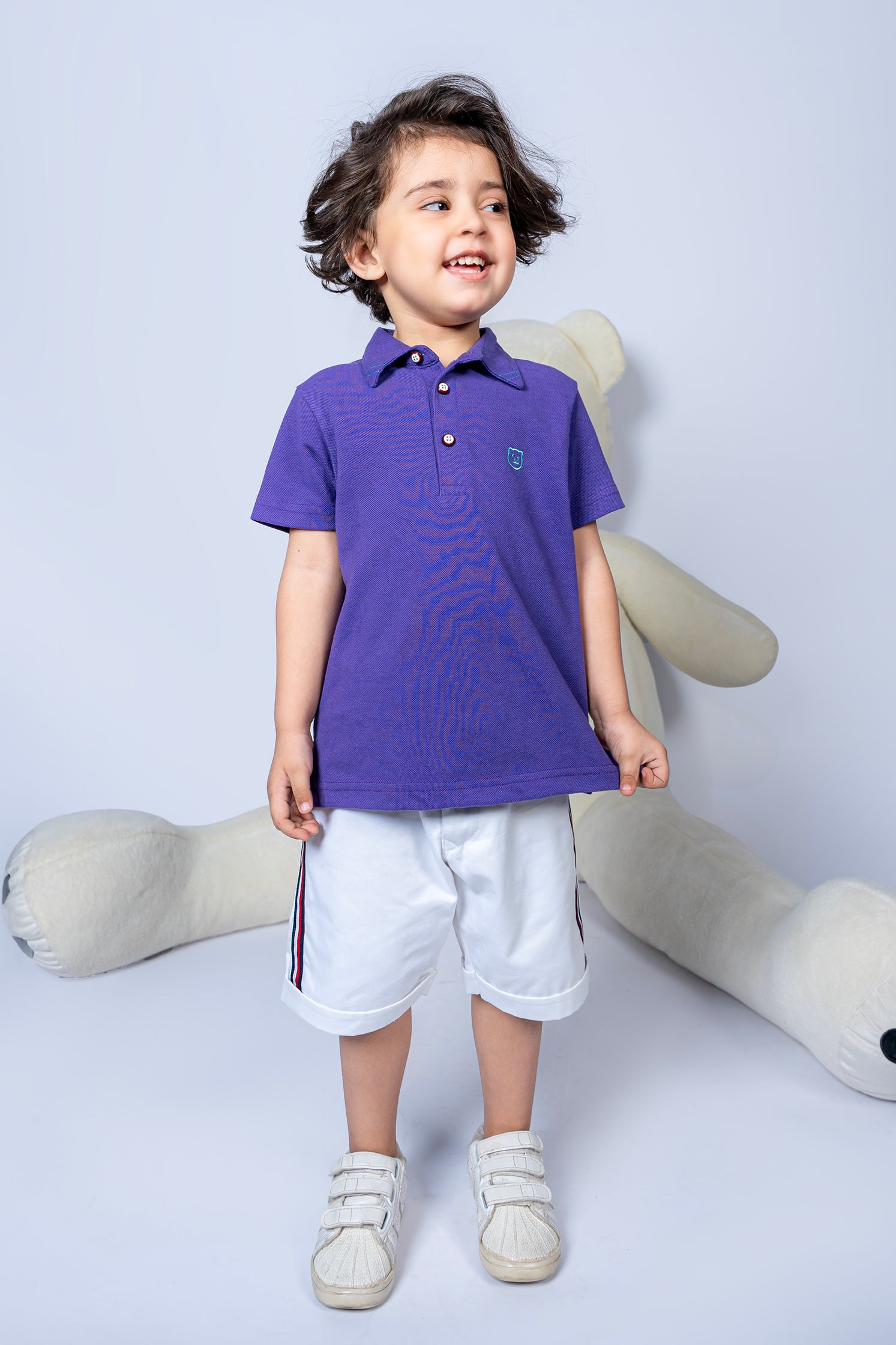 KID'S POLO PURPLE FRONT EMBROIDERY