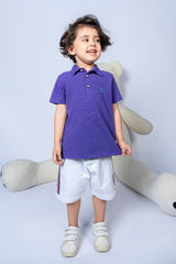 KIDS POLO PURPLE FRONT EMBROIDED